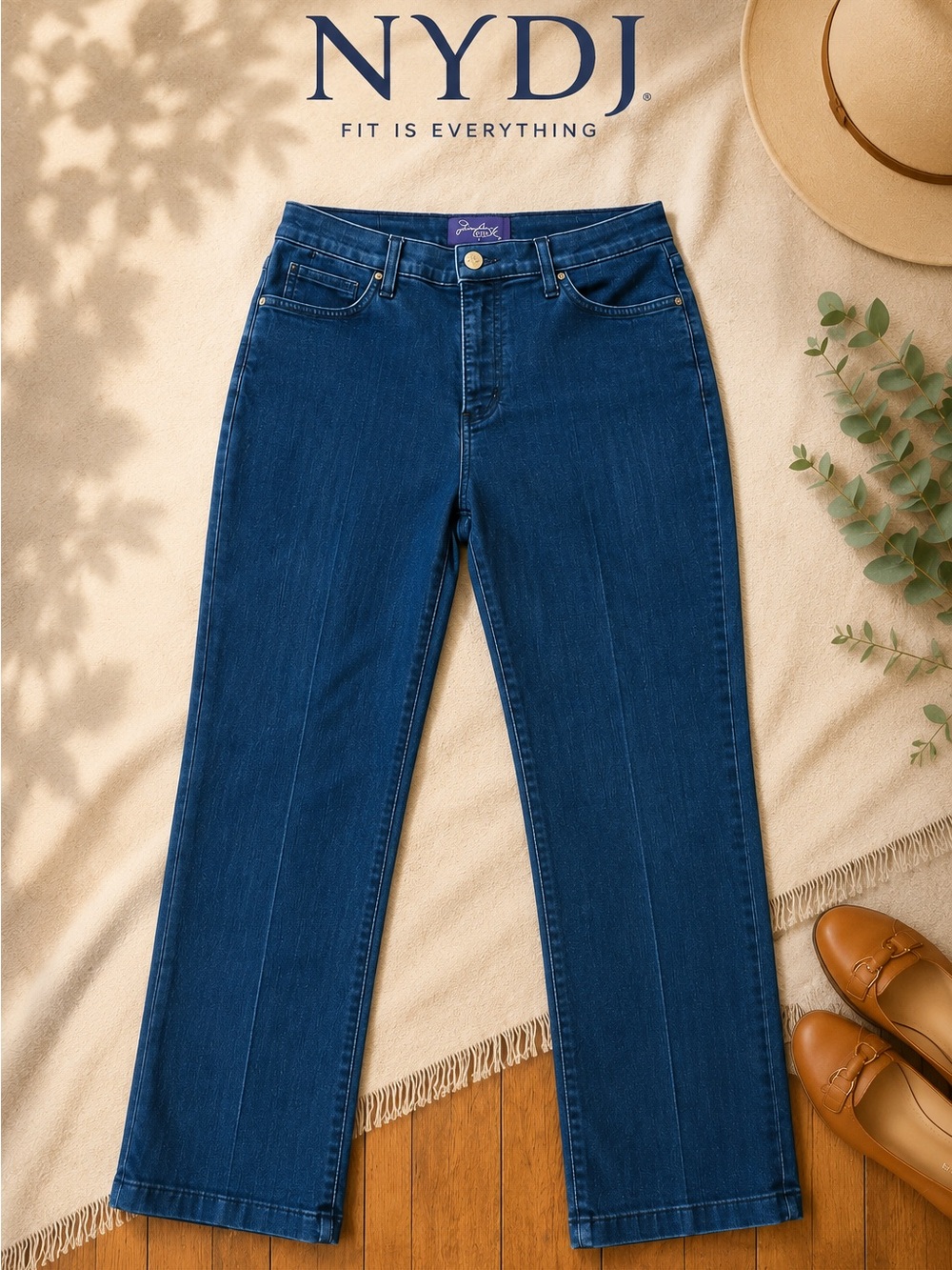 NYDJ Marilyn Straight Jeans Dark Wash Lift Tuck Slimming Denim